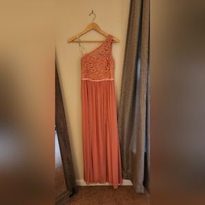 David's Bridal coral dress